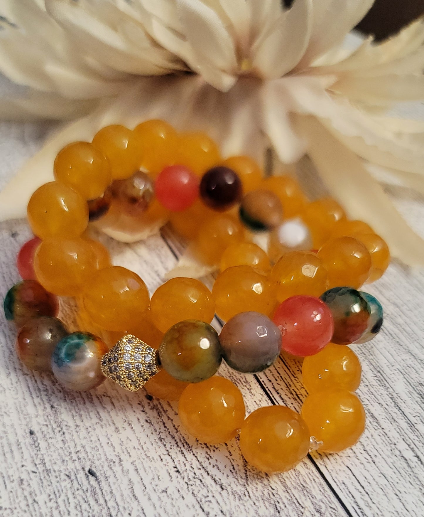 Faceted Agate Beaded Bracelet