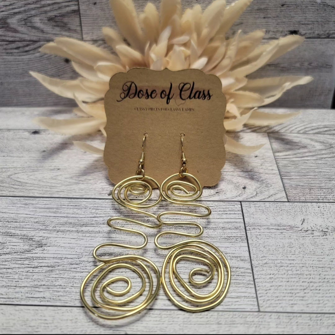 Spiral Drop Wire Earrings