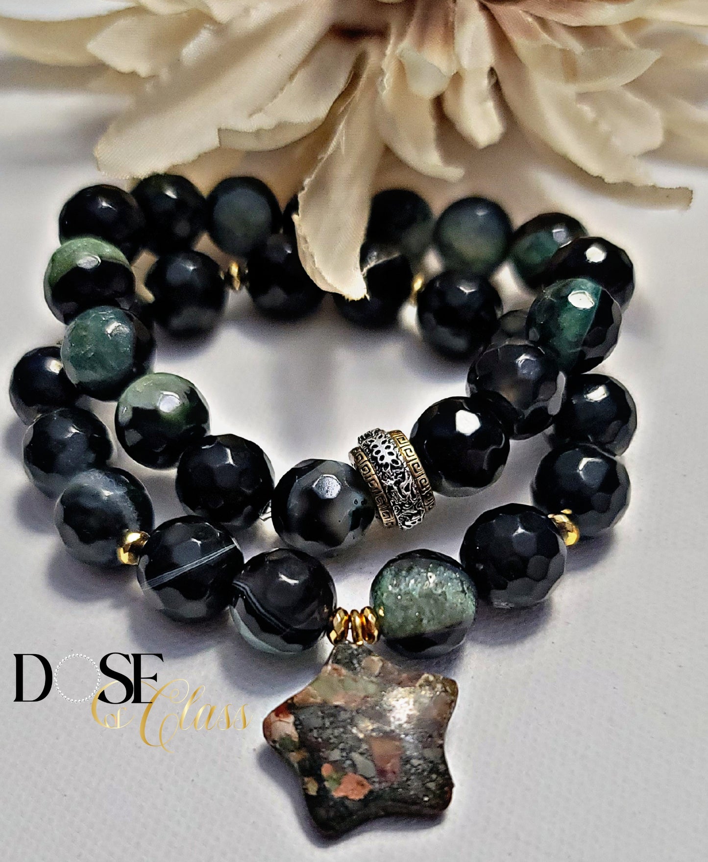 Green and Black Agate