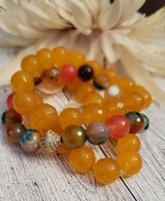 Faceted Agate Beaded Bracelet