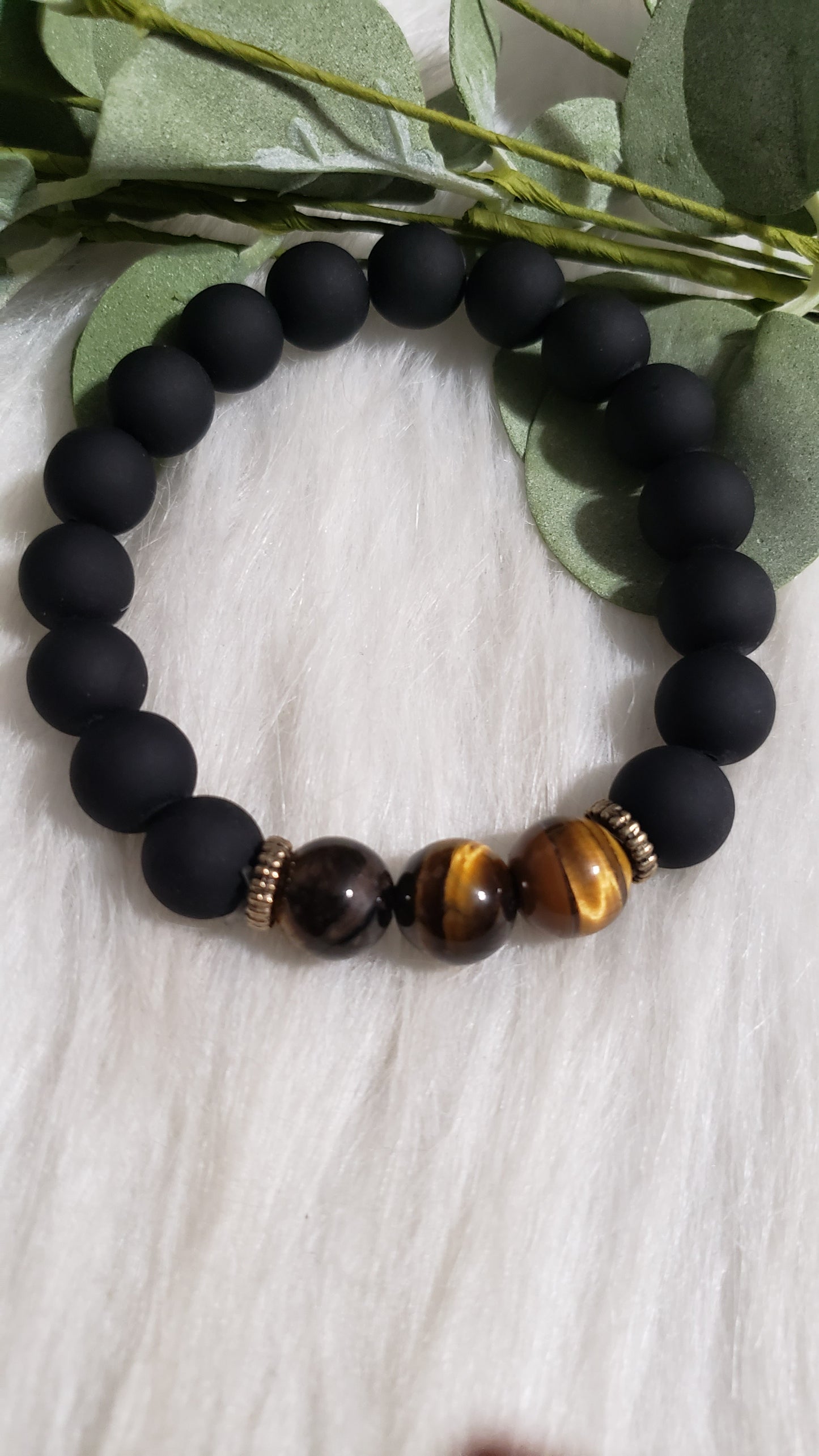 Matte Black and Brown Tiger Eye